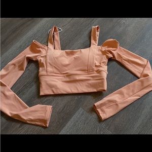 Long sleeve off shoulder sports workout top